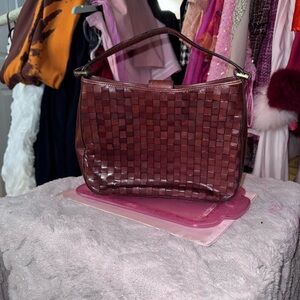 Etienne Aigner Vintage Bag Elegant Woven Leather Handbag - Brown